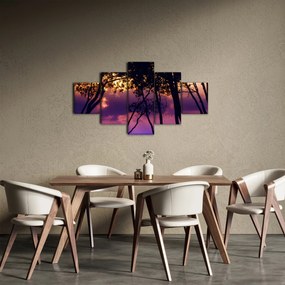 Obraz - Drzewa o zachodzie słońca (125x70 cm)