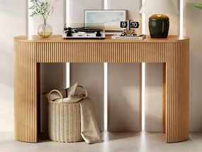 Stół konsolowy 120x33x76cm - z 2 szufladami - Zaokrąglone rogi - MDF - Naturalny