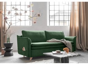 Zielona aksamitna rozkładana sofa 225 cm Charming Charlie – Miuform