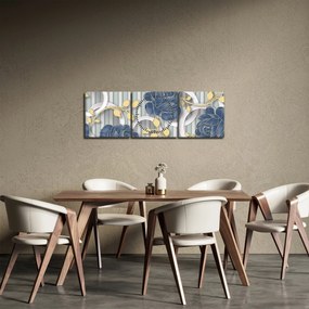 Obraz - róże i koła (z zegarem) (90x30 cm)