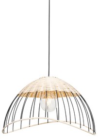Orientalna lampa wisząca i sufitowa czarna z rattanu - Treccia PuaKolonialny Oswietlenie wewnetrzne