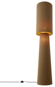 Lampa podłogowa Japandi brązowa tkanina typu teddy 2-źródła światła - TrompetJapandi Oswietlenie wewnetrzne