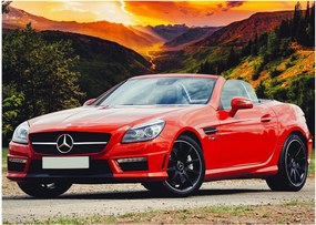Obraz na szkle - czerwony Mercedes (70x50 cm)