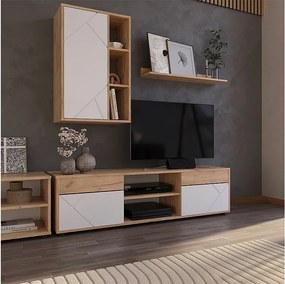 Ściana w salonie gold power dąb/biały 139.8x35.4x38.9 berno