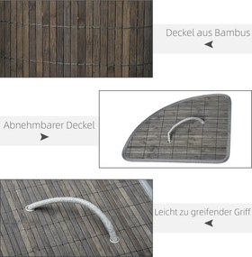 HOMCOM 55 L Kosz na pranie z pokrywą i uchwytami, Sorter prania z wyjmowanym workiem dla łazienki, Bambus, Szary