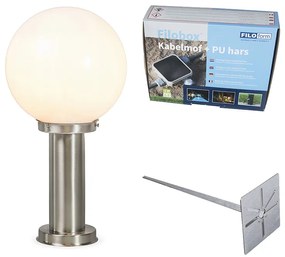 Lampa zewnętrzna stal nierdzewna 50 cm - Sfera z kołkiem gruntowym i wpustem kablowej