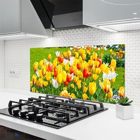 Panel Szklany do Kuchni Wiosenna Świeżość Tulipanów