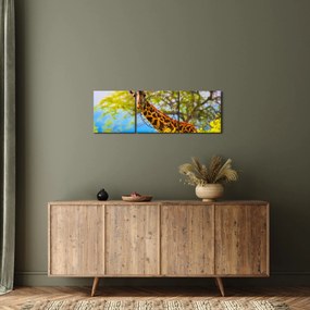 Obraz żyrafy w Afryce (z zegarem) (90x30 cm)
