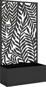 Outsunny Donica z osłoną wizualną Donica z kratką tropikalne motywy liści 61 x 23 x 113 cm Czarny | Aosom PL