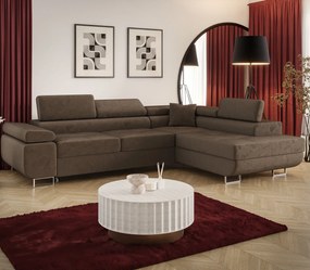 Jasnobrązowy narożnik tapicerowany z pojemnikiem N7-N99