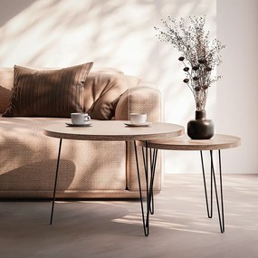 Stolik kawowy okrągły LAPP zestaw Ø50 + Ø68 cm Dąb Sonoma