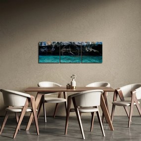 Obraz wody i skał (z zegarem) (90x30 cm)