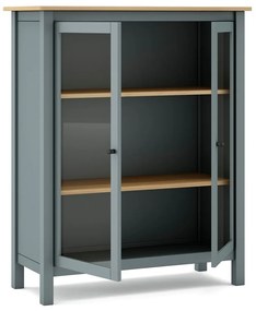 Szarozielona witryna z litego drewna sosnowego 90x110x40 cm Misti – Marckeric