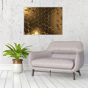 Obraz na szkle - Złote sześciokąty (70x50 cm)