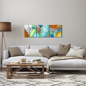 Obraz - Kolorowa abstrakcja (z zegarem) (90x30 cm)