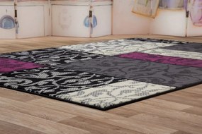 Dywan nowoczesny Luna Elements  Patchwork Czarno-Fioletowy  140 cm x 200 cm