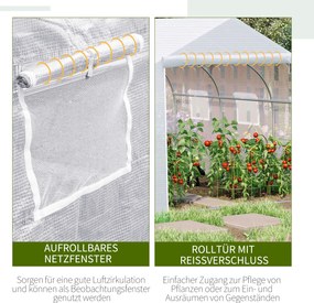 Outsunny Szklarnia Tunelowa z Metalową Konstrukcją Przestronna i Wytrzymała 35x3x2m Biała | Aosom PL