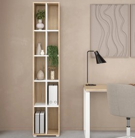 Wąski regał biurowy dwurzędowy 4 półki Sign 40 jackson hickory/biały mat