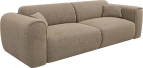 Kanapa 4-osobowa rozkładana typu express z fakturowanej tkaniny taupe - Materac 13 cm memory foam POGNIA
