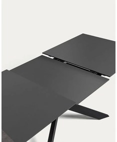 Czarny rozkładany stół ze szklanym blatem 90x210 cm Atminda – Kave Home
