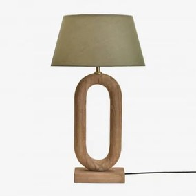 Lampa Stołowa Z Drewna Mango Tiberia Drewno Mango & Sage Green Ø40 Cm Monaco - Sklum