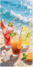 Szybkoschnący XL ręcznik plażowy COLD DRINKS kolorowy 100 x 180 cm, 100% mikrofibra
