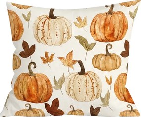 Flanelowa poszewka na poduszkę LEAVES & PUMPKINS 45x45 cm, kolorowa