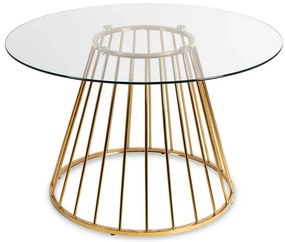 Bezbarwny szklany stół na złotej podstawie glamour Z1-B61