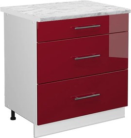 Szafka dolna do kuchni bordowa czerwień wysoki połysk 80x60x82 fame-line