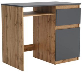 Biurko komputerowe młodzieżowe szkolne 90 cm REMI1 Dąb Wotan/Antracyt