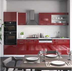 Aneks kuchenny czerwony wysoki połysk/biały 300x46x81.6 r-line