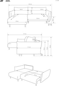 Narożnik wolnostojący ADEL Prawy w tkaninie ANTHOLOGY 04