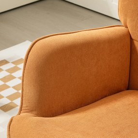 HOMCOM Akcentowy Fotel z Otomaną, Relaxsessel w Wyglądzie Sztruksu, Fotel z Podłokietnikami na Drewnianych Nogach, do Salonu, Brązowy