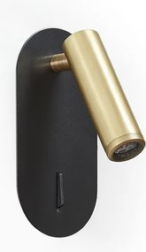 Kinkiet czytnika Dirk nowoczesny styl - wpuszczany - 3W LED SMD - 3000K - w?./wy?. - 90° i 300° stopni - IP20 - stal - czarny i z?oty