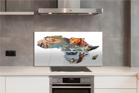 Panel szklany do Kuchni Dzika Fauna: Zebra, Żyrafa i Tygrys