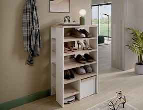 Regał na buty RUBI 60 cm – Kompaktowy mebel z 6 półkami, na 14–16 par obuwia, z regulowanymi nóżkami