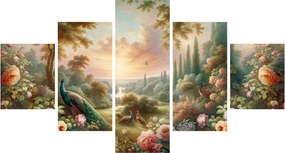 Obraz - Pawie w ogrodzie (125x70 cm)