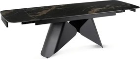 Stół Rozkładany Prostokątny VERONA 160-240 cm Ceramiczny Czarny Marmur/Czarny Nowoczesny