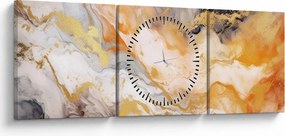 Obraz - Marmurkowe tło (z zegarem) (90x30 cm)