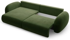 Zielony aksamitny rozkładany/ze schowkiem narożnik Tonale – Cosmopolitan Design
