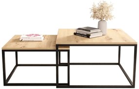 Nowoczesny zestaw 2 stolików kawowych dąb artisan - Donel