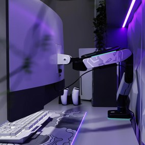 Uchwyt na monitor 49 cali, szaro-czarny LED RGB X-ARM