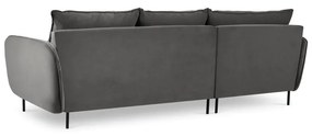 Ciemnoszara narożna aksamitna sofa lewostronna Cosmopolitan Design Vienna