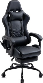 Fotel gamingowy z wysuwanym podnóżkiem i poduszkami Axel, czarny