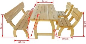Zestaw drewnianych mebli ogrodowych Hakodi 2X - brązowy