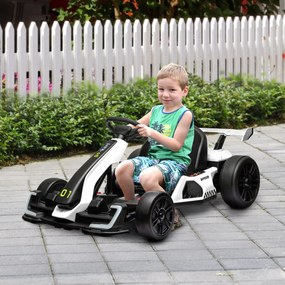 HOMCOM 4 V Elektryczny gokart dla dzieci do 12 km/h z funkcją driftu, 2 silniki, regulowane siedzenie, miękki start | Aosom PL
