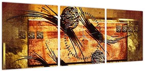 Obraz abstrakcji (z zegarem) (90x30 cm)