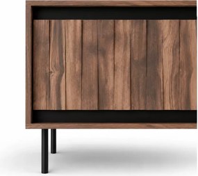 Stolik RTV Madera RTV-1 – Nowoczesny stolik pod telewizor w kolorze orzechowym z czarnymi metalowymi nogami