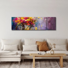 Obraz - Koło z kwiatami (170x50 cm)