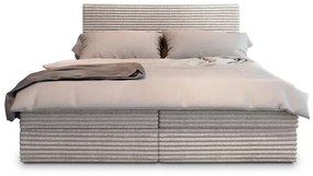 Tapicerowane łóżko kontynentalne ISPIRA 140x200 cm kremowe Materac: Materac sprężynowy Bonell